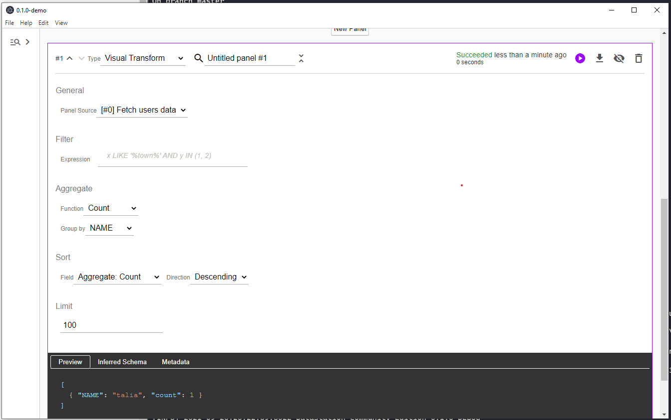 Visual Transform results without code