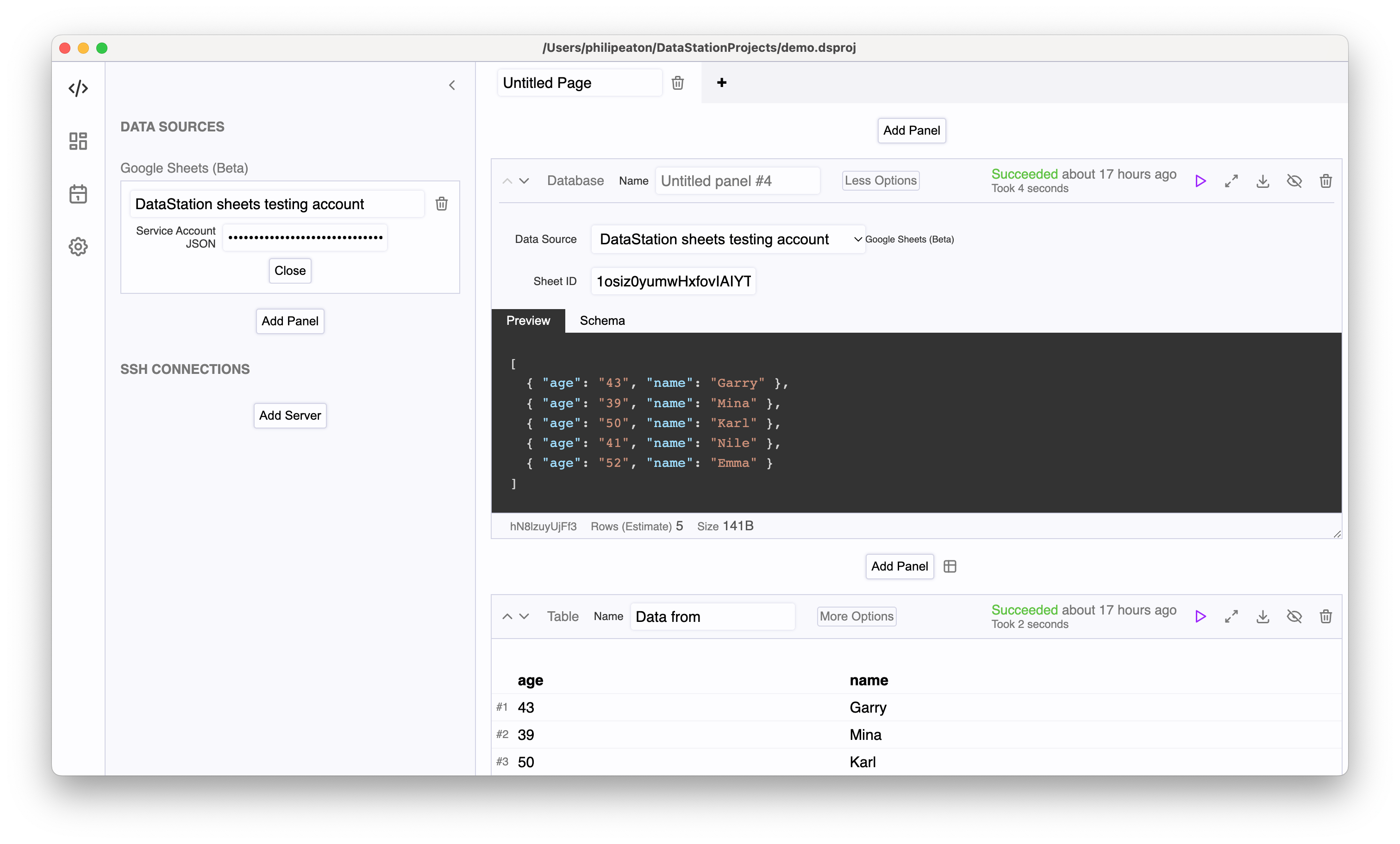 Google Sheets support